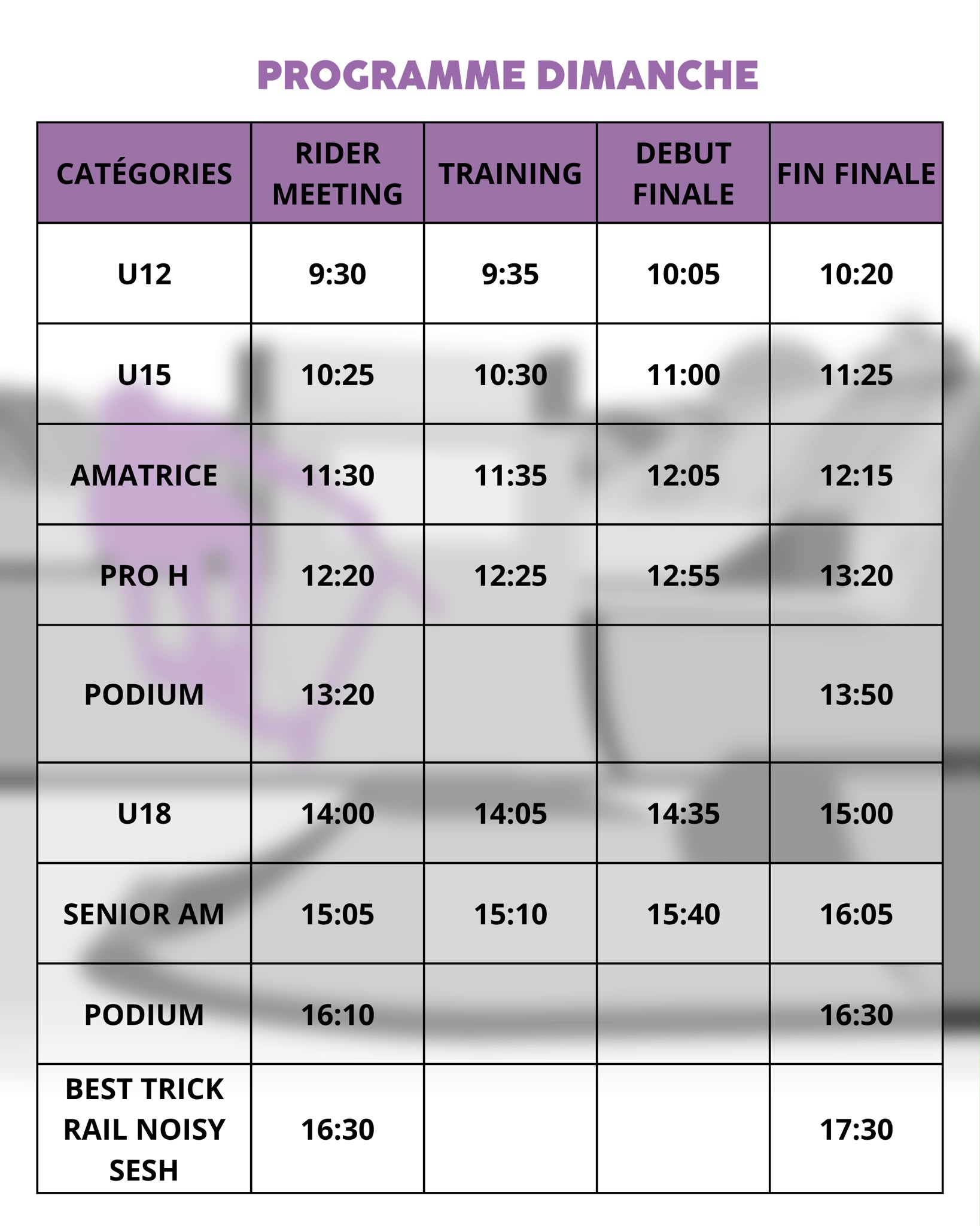 Programme dimanche Bellegrave Scooter Contest